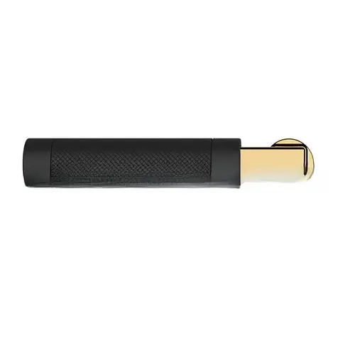 Single Left Hand L030 Mixed Finish Lever Less Rose with Unlacquered Brass Shank and Satin Black Grip Finish