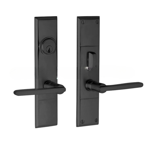 Houston Double Cylinder Entry Mortise Lock Trim Satin Black Finish