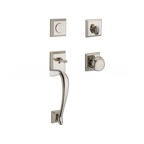 Full Dummy Napa Handleset Traditional Knob and Traditional Square Rose Lifetime Bright Nickel Finish