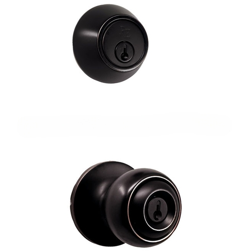 Weslock 02271G1G1FR22  Deadbolt with keylock Hudson knob with Adjustable latch and Round Corner Full Lip Strike Oil Rubbed Bronze Finish