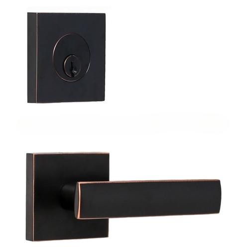 Weslock 027703131FR22  Deadbolt with Passage Utica Lever with Adjustable latch and Square/ Round Corner Full Lip Strike Oil Rubbed Bronze Finish