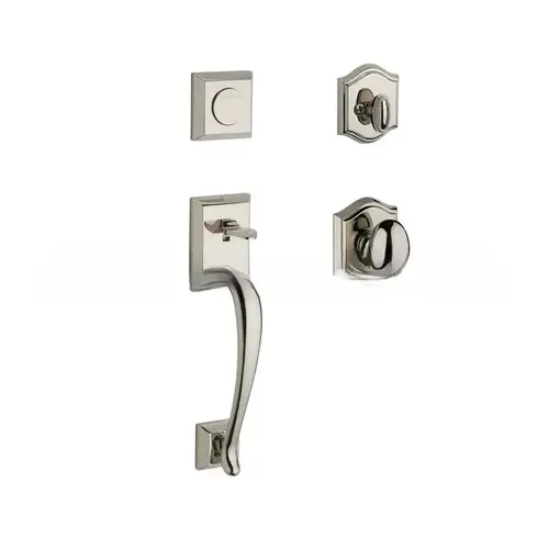 Full Dummy Napa Handleset Ellipse Knob and Traditional Arch Rose Lifetime Bright Nickel Finish