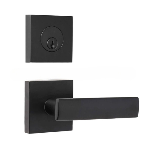 Weslock 027703232FR22  Deadbolt with Passage Utica Lever with Adjustable latch and Square/ Round Corner Full Lip Strike Matte Black Finish