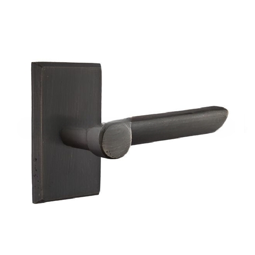 Aurora Lever Right Hand 2-3/8" Backset Privacy with Style # 3 Rose for 1-3/8" to 2" Door Medium Bronze Finish