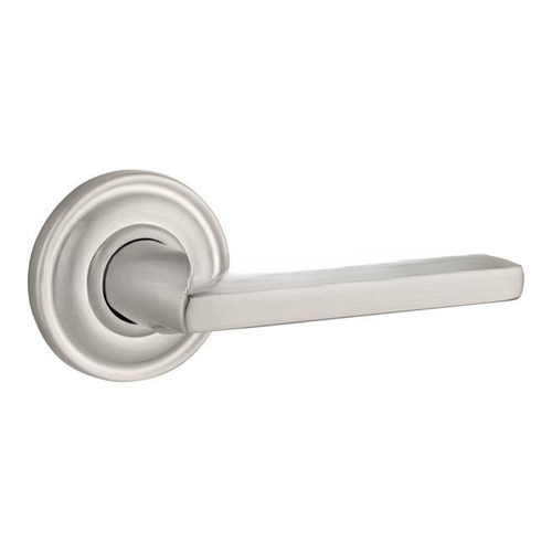 Full Dummy Square Lever and Traditional Round Rose Satin Nickel Finish