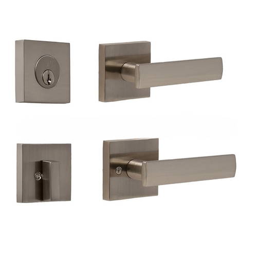 Weslock 027703N3NFR22  Deadbolt with Passage Utica Lever with Adjustable latch and Square/ Round Corner Full Lip Strike Satin Nickel Finish