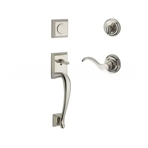 Full Dummy Napa Handleset Right Hand Curve Lever and Traditional Round Rose Lifetime Bright Nickel Finish