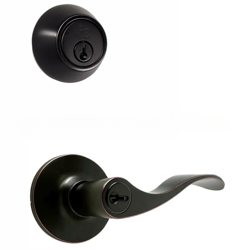 Weslock 02271X1X1FR22  Deadbolt with keylock New Haven Lever with Adjustable latch and Round Corner Full Lip Strike Oil Rubbed Bronze Finish