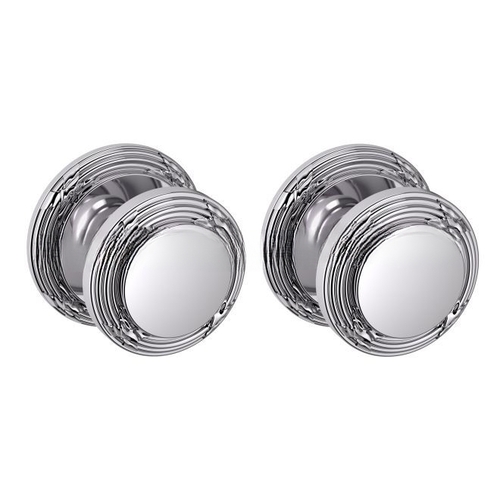 Preconfigured 5013 Knob with 5021 Rose Passage Lock with 2-3/8" Backset and Full Lip Strike Bright Chrome Finish - Baldwin Quickship Item *