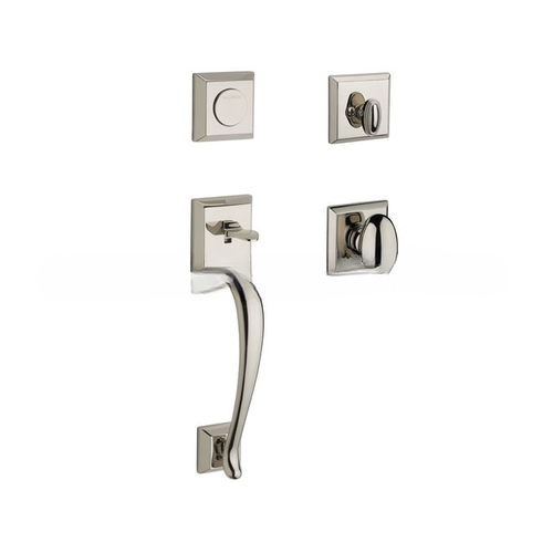 Full Dummy Napa Handleset Ellipse Knob and Traditional Square Rose Lifetime Bright Nickel Finish