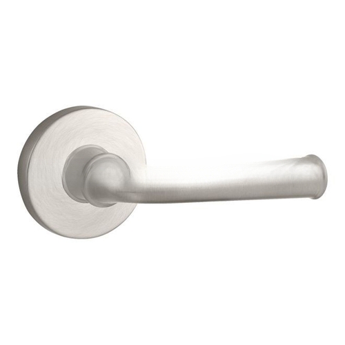 Entry Federal Lever and Contemporary Round Rose with 6AL Latch and Dual Strike Satin Nickel Finish