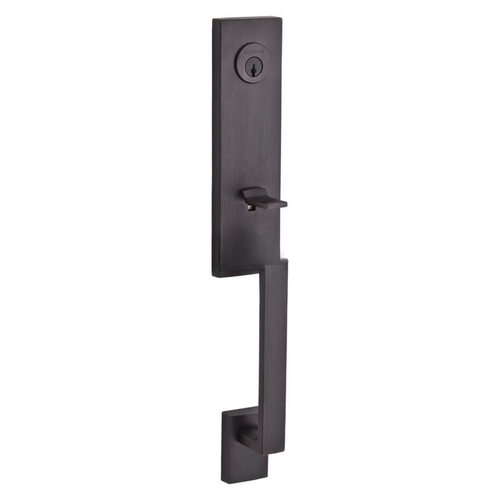 Emergency Egress Seattle Handleset with Tube Lever and Contemporary Square Escutcheon with 6AL Latch and Dual Strike Venetian Bronze Finish