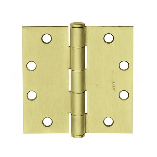 McKinney T27144124 4-1/2" x 4-1/2" Square Corner Standard Weight Five Knuckle Hinge # 55767 Satin Brass Finish