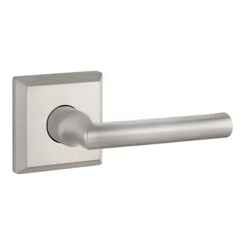 Privacy Tube Lever and Traditional Square Rose with 6AL Latch and Dual Strike Satin Nickel Finish