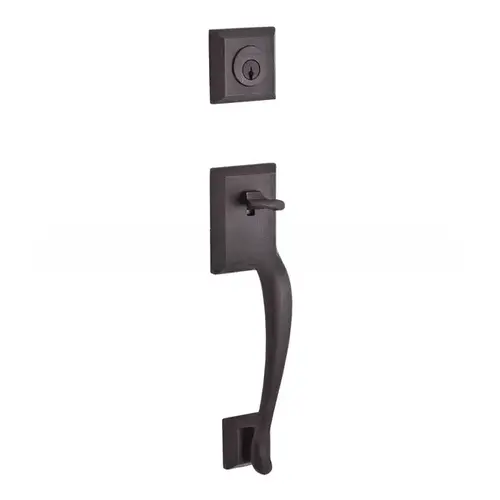 Double Cylinder Napa Handleset with Right Hand Federal Lever and Traditional Round Rose with 6AL Latch, Dual Strike, and SmartKey Venetian Bronze Finish