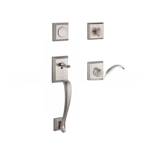 Full Dummy Napa Handleset Right Hand Curve Lever and Traditional Square Rose Satin Nickel Finish