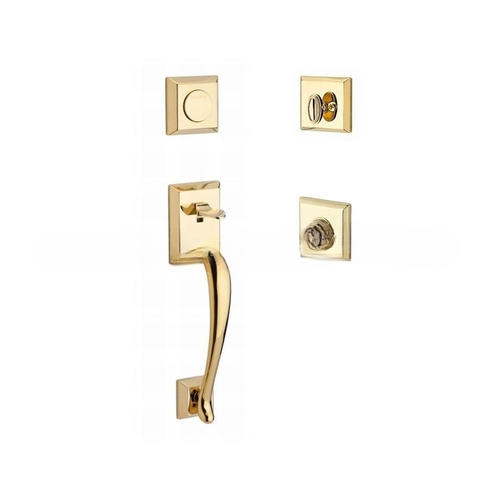 Full Dummy Napa Handleset Right Hand Curve Lever and Traditional Square Rose Lifetime Brass Finish