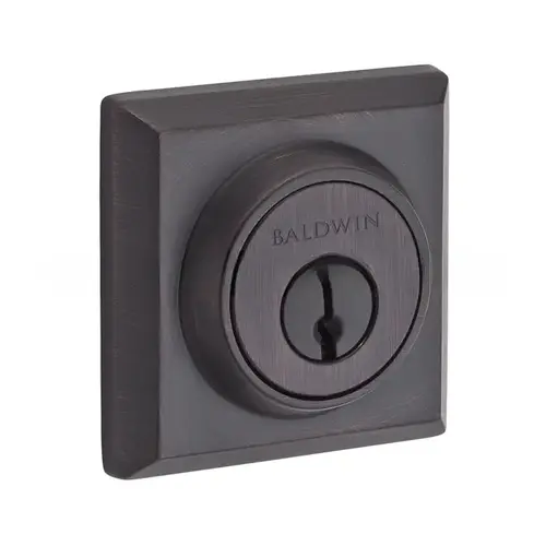 Single Cylinder Traditional Square Deadbolt with 6AL Latch and Dual Strike Venetian Bronze Finish