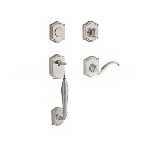 Full Dummy Westcliff Handleset Right Hand Curve Lever and Traditional Arch Rose Satin Nickel Finish