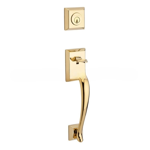 Single Cylinder Napa Handleset Right Hand Federal Lever and Traditional Round Rose with 6AL Latch, Dual Strike, and SmartKey Lifetime Brass Finish