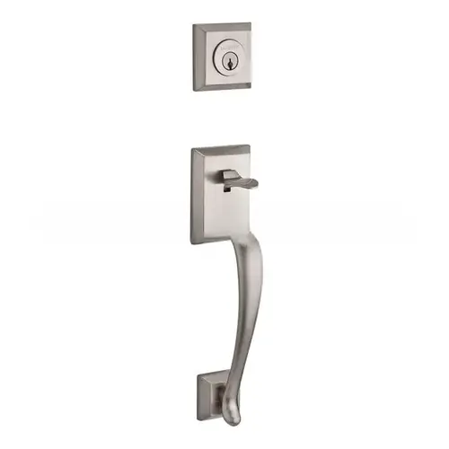 Double Cylinder Napa Handleset with Traditional Knob and Traditional Round Rose with 6AL Latch, Dual Strike, and SmartKey Satin Nickel Finish