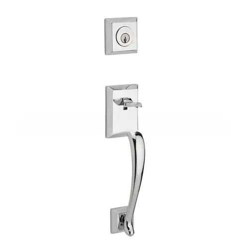 Single Cylinder Napa Handleset Right Hand Curve Lever and Traditional Arch Rose with 6AL Latch, Dual Strike, and SmartKey Bright Chrome Finish