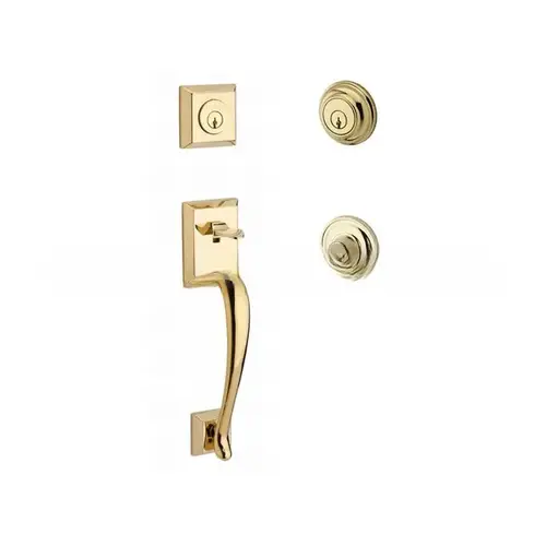 Double Cylinder Napa Handleset with Right Hand Federal Lever and Traditional Round Rose with 6AL Latch and Dual Strike Lifetime Brass Finish