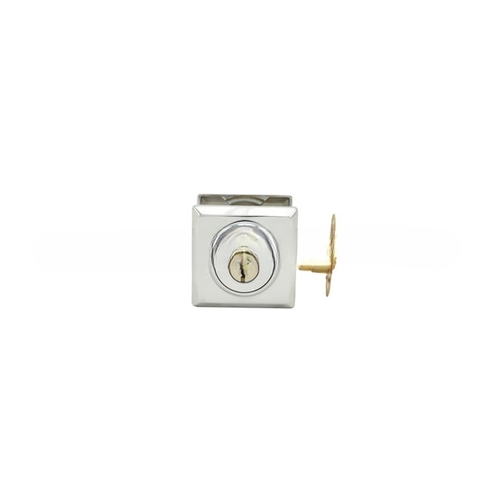 Double Cylinder Traditional Square Deadbolt with 6AL Latch, Dual Strike, and SmartKey Bright Chrome Finish