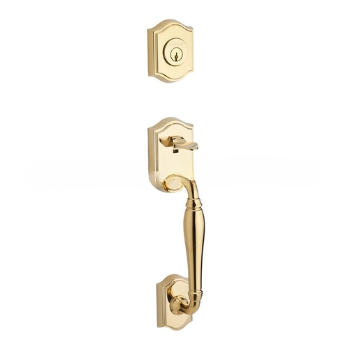 Full Dummy Westcliff Handleset Right Hand Curve Lever and Traditional Square Rose Lifetime Brass Finish