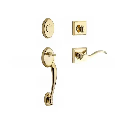 Full Dummy Columbus Handleset Left Hand Curve Lever and Traditional Square Rose Lifetime Brass Finish