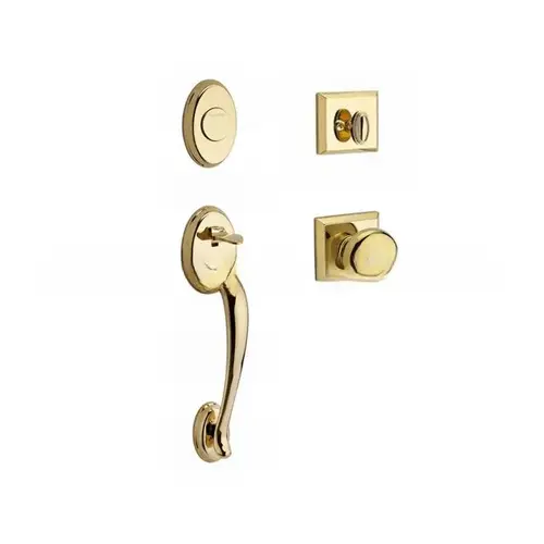 Full Dummy Columbus Handleset Round Knob and Traditional Square Rose Lifetime Brass Finish