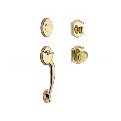 Full Dummy Columbus Handleset Traditional Knob and Traditional Arch Rose Lifetime Brass Finish