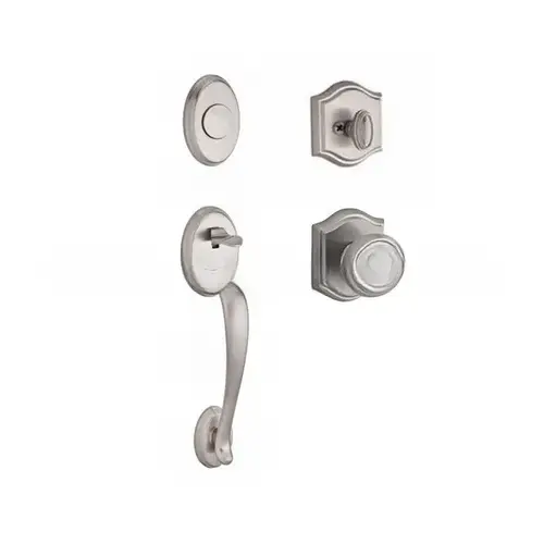 Full Dummy Columbus Handleset Traditional Knob and Traditional Arch Rose Satin Nickel Finish