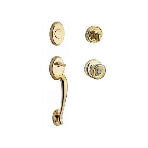 Full Dummy Columbus Handleset Traditional Knob and Traditional Round Rose Lifetime Brass Finish