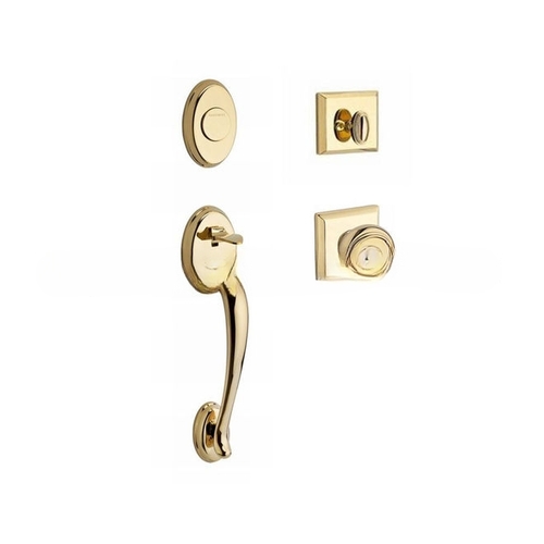 Full Dummy Columbus Handleset Traditional Knob and Traditional Square Rose Lifetime Brass Finish