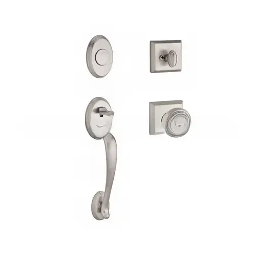 Full Dummy Columbus Handleset Traditional Knob and Traditional Square Rose Satin Nickel Finish