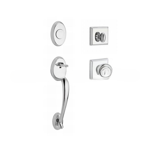 Full Dummy Columbus Handleset Traditional Knob and Traditional Square Rose Bright Chrome Finish