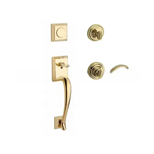 Full Dummy Napa Handleset Left Hand Curve Lever and Traditional Round Rose Lifetime Brass Finish