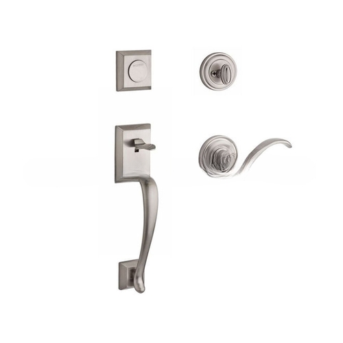 Full Dummy Napa Handleset Right Hand Curve Lever and Traditional Round Rose Satin Nickel Finish