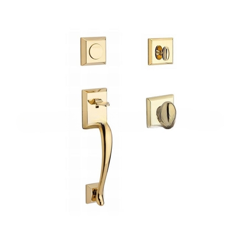 Full Dummy Napa Handleset Ellipse Knob and Traditional Square Rose Lifetime Brass Finish