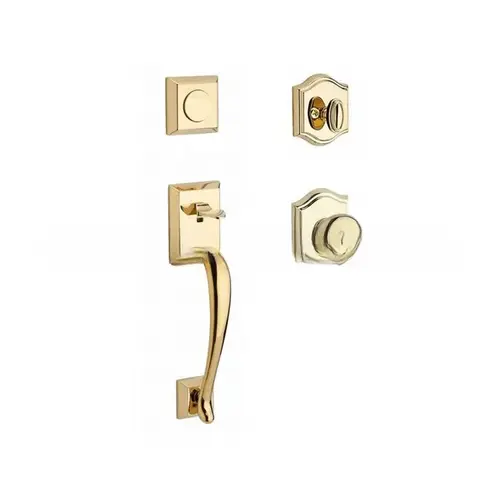 Full Dummy Napa Handleset Round Knob and Traditional Arch Rose Lifetime Brass Finish