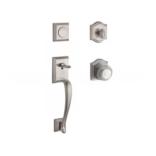 Full Dummy Napa Handleset Round Knob and Traditional Arch Rose Satin Nickel Finish