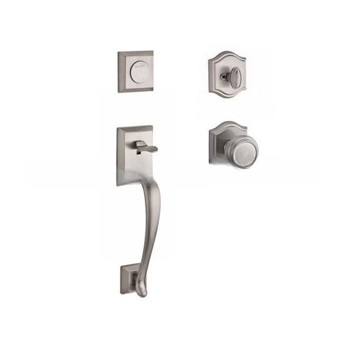 Full Dummy Napa Handleset Traditional Knob and Traditional Arch Rose Satin Nickel Finish