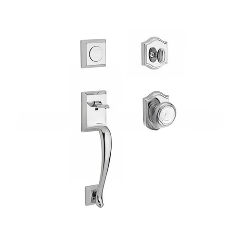 Full Dummy Napa Handleset Traditional Knob and Traditional Arch Rose Bright Chrome Finish