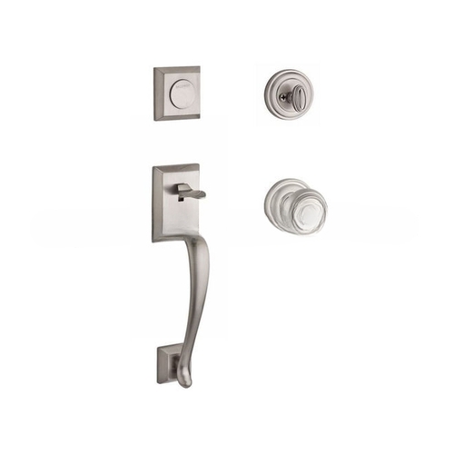 Full Dummy Napa Handleset Traditional Knob and Traditional Round Rose Satin Nickel Finish