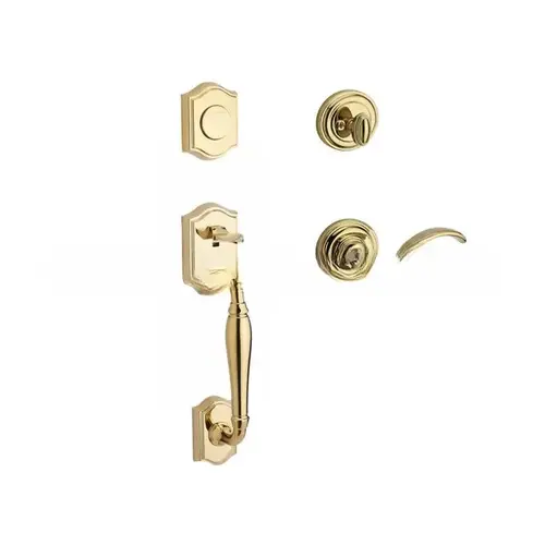 Full Dummy Westcliff Handleset Left Hand Curve Lever and Traditional Round Rose Lifetime Brass Finish