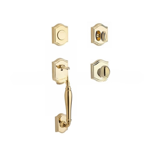 Full Dummy Westcliff Handleset Ellipse Knob and Traditional Arch Rose Lifetime Brass Finish