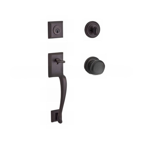 Single Cylinder Napa Handleset Round Knob and Traditional Round Rose with 6AL Latch and Dual Strike for Thin Door Venetian Bronze Finish