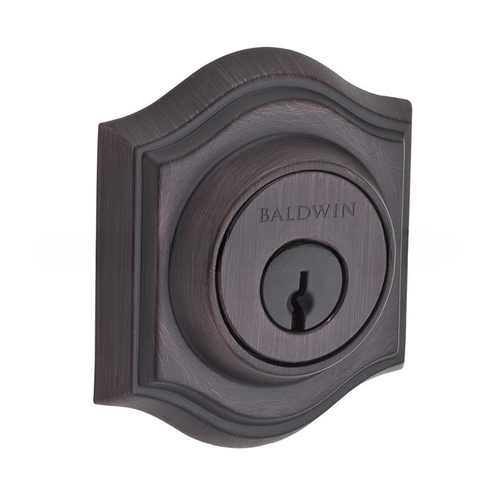 Single Cylinder Traditional Arch Deadbolt with 6AL Latch and Dual Strike Venetian Bronze by Satin Nickel Finish