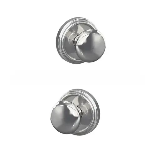 Plymouth Knob with Indy Rose Passage and Privacy Lock with 16600 Latch and 10027 Strike Bright Chrome Finish